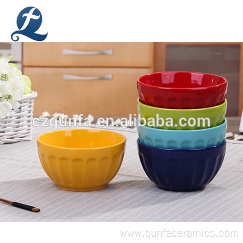 Household colorful textured dinnerware ceramic rice bowl